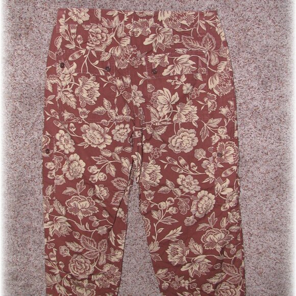 Ralph Lauren Cropped Capri Pant Size 0 Brown Hawaiian Print New Without Tags - Picture 6 of 6